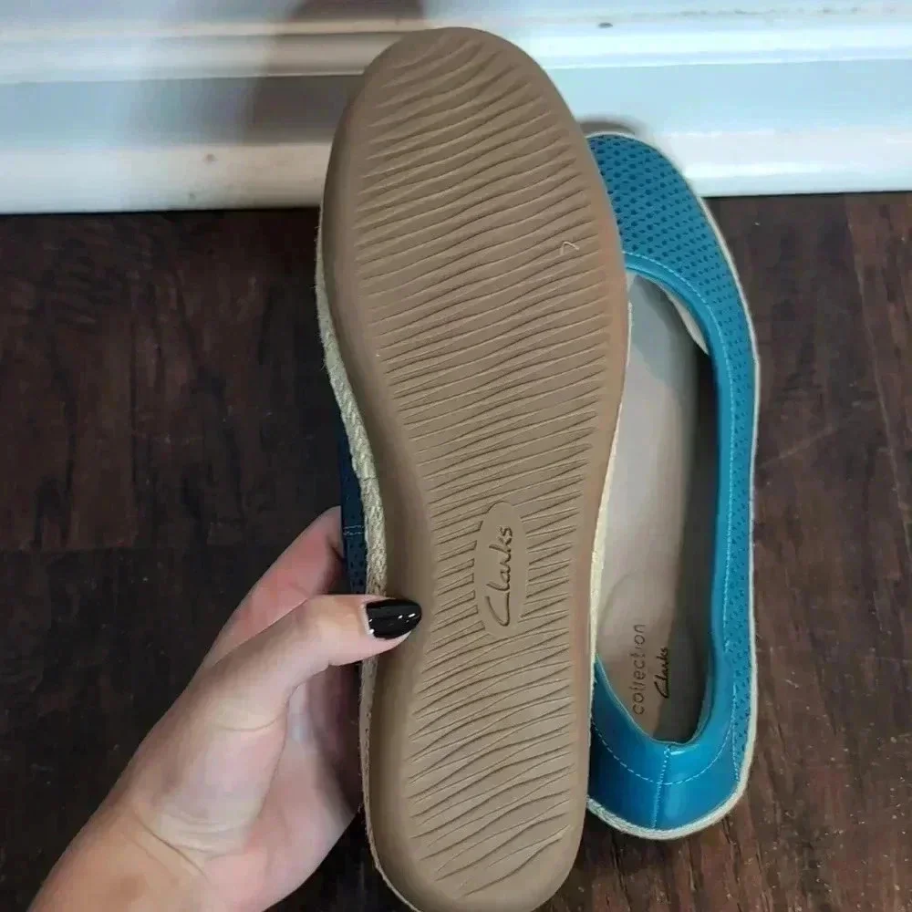 Clarks Collection Leather Espadrilles Danelly Adira Flats Turquoise